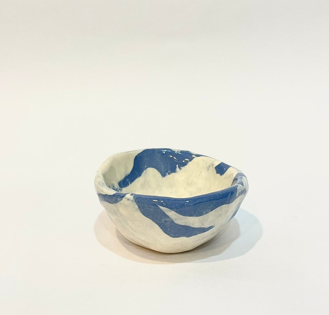 【物喜工作室】手捏绞胎蓝小碗 - 花瓶/陶器 - 陶 蓝色