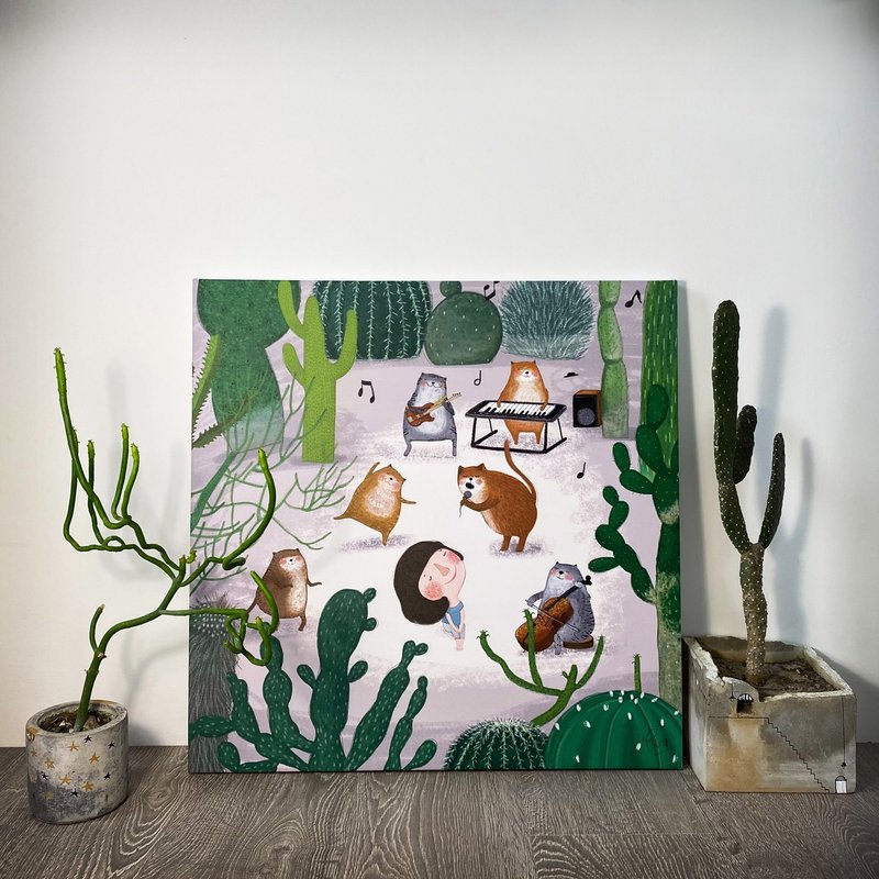 无框画 - 仙人掌里的音乐会 Dolly(朵力) - 海报/装饰画/版画 - 木头 绿色