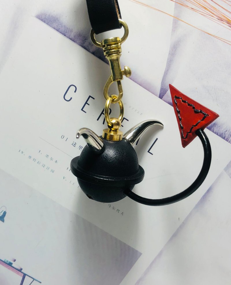 真皮小恶魔铃当钥匙圈  皮革塑型 - 钥匙链/钥匙包 - 真皮 黑色