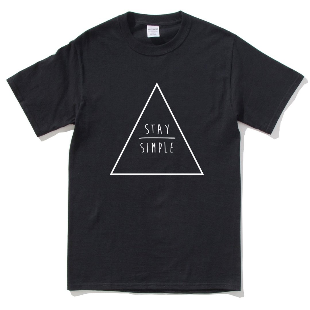 STAY SIMPLE Triangle 短袖T恤 黑色 保持简单 三角形 几何 设计 自创 品牌 时髦 圆 文青 Hipster - 男装上衣/T 恤 - 棉 黑色