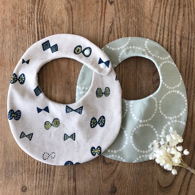 tout rond / Reversible Bib (Bib-Natural) - 围嘴/口水巾 - 棉．麻 卡其色