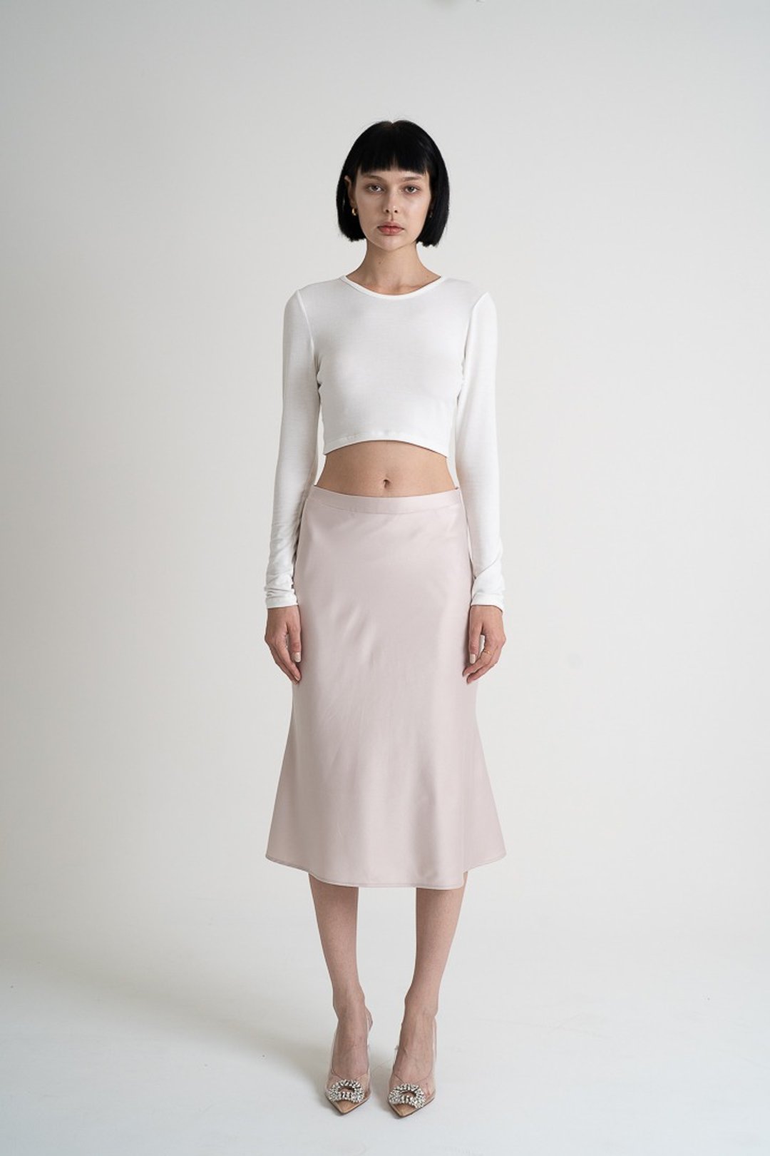 Satin Fishtail Skirt - Pink | 沙丁缎面鱼尾裙 - 香槟粉 - 裙子 - 其他人造纤维 粉红色
