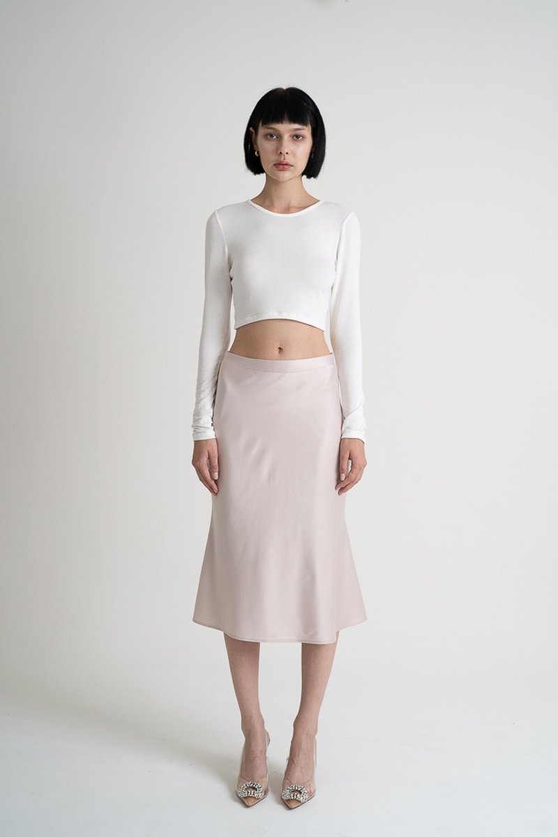 Satin Fishtail Skirt - Pink | 沙丁缎面鱼尾裙 - 香槟粉 - 裙子 - 其他人造纤维 粉红色
