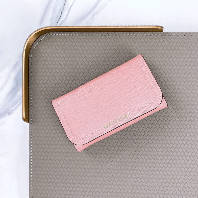 【MANAAKI】双线钥匙包 锁匙包 钥匙夹 皮革 - 钥匙链/钥匙包 - 环保材料 粉红色