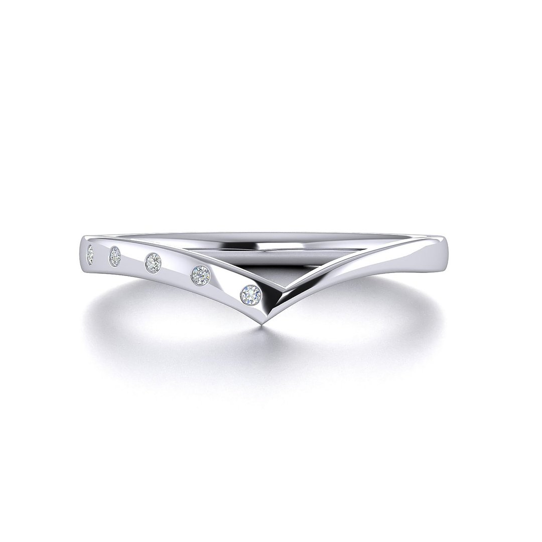 【PurpleMayJewellery】18K金简约V型排列线戒戒指 婚戒订制R010 - 戒指 - 钻石 金色