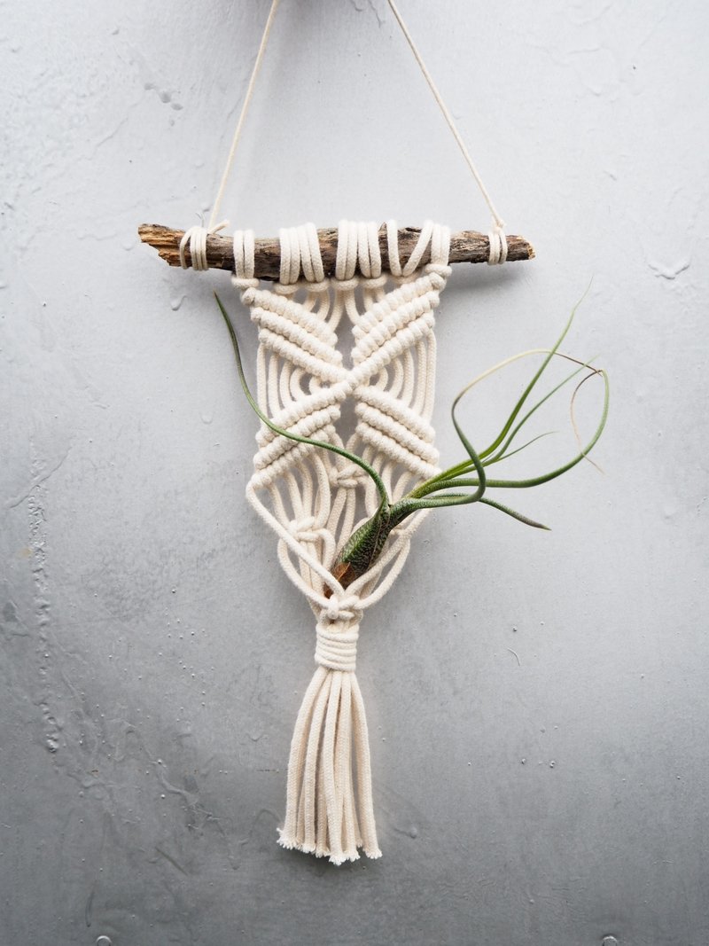 【 手工编织小型空气草壁挂/挂毯 】 [ 奶油白/棉绳 ]  Wall Hanging - 墙贴/壁贴 - 棉．麻 白色
