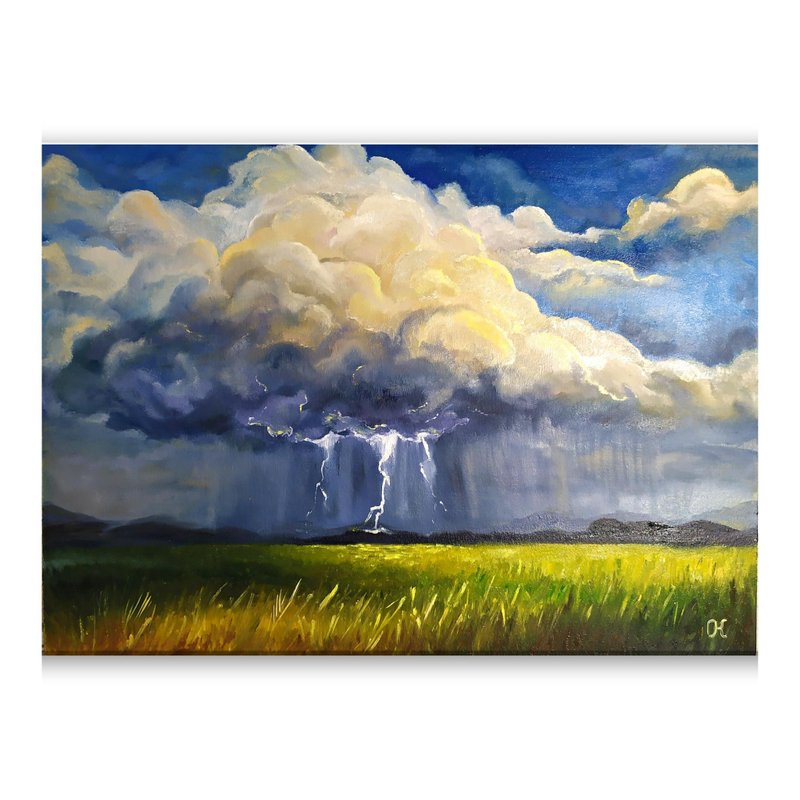 画布风景画雨油画田野墙艺术原画风景挂画云墙油画家居装饰 - 海报/装饰画/版画 - 环保材料 多色