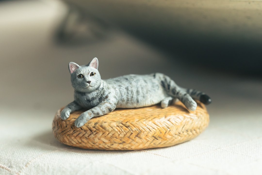 猫咪 定制化宠物手工黏土模型 含配件 - 玩偶/公仔 - 粘土 灰色