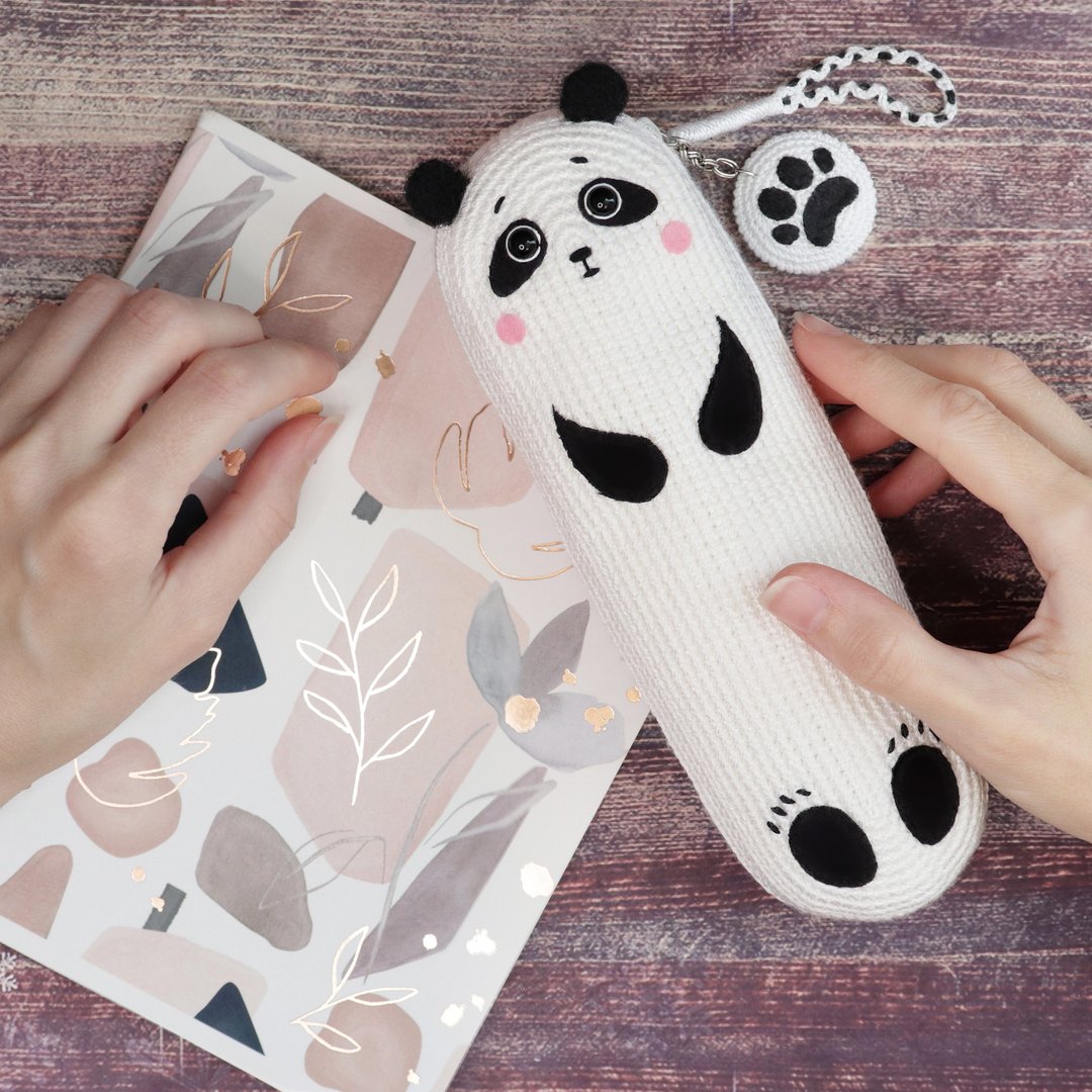 Crochet pattern Panda school pencil case, PDF Digital Download, DIY tutorial - 手工艺教程/工具书 - 其他材质 