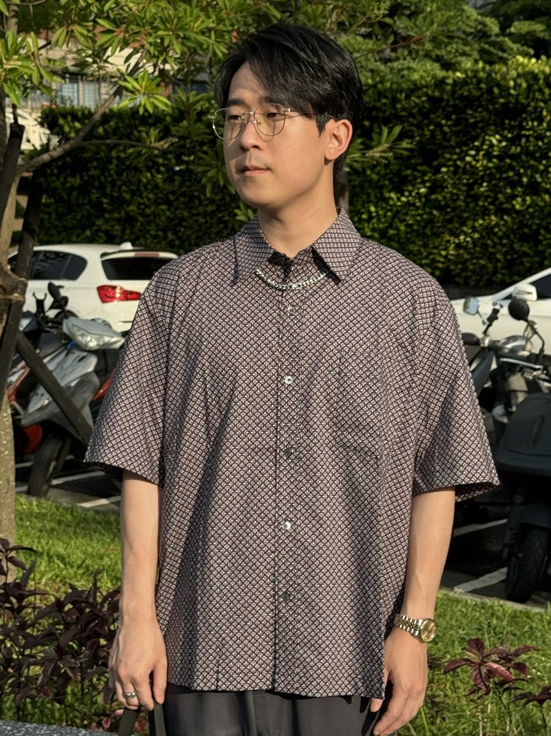 KAIKAI - UNPREDICTABLE - 菱格双刃短袖衬衫 - 男装衬衫 - 棉 多色
