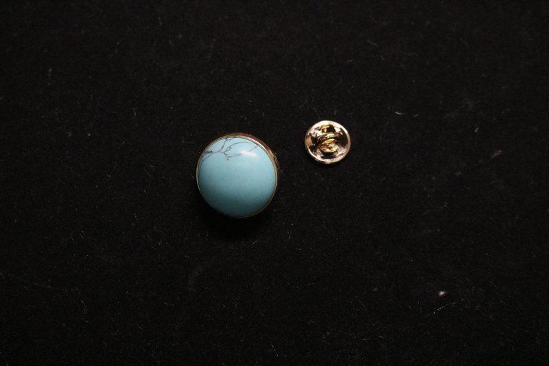 金屬襄坎天然綠松石胸針寶石胸花 - 胸针 - 其他金属 金色