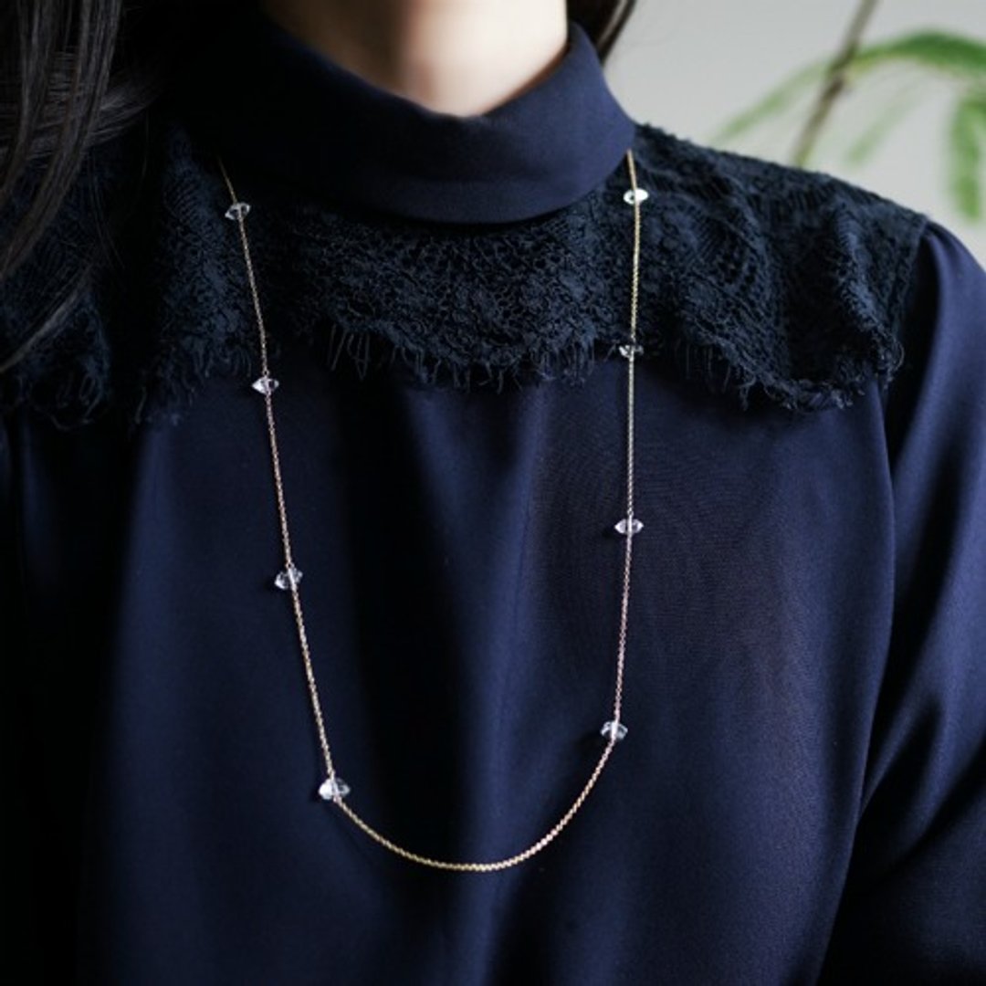 Alenka 80cm 赫基默钻石长项链 - 项链 - 宝石 透明