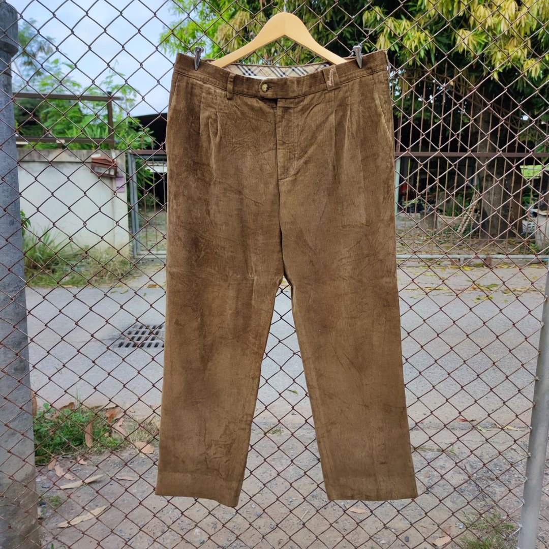 Vintage 90s Burberry London  Corduroy Brown Pants. - 男士长裤 - 棉 咖啡色
