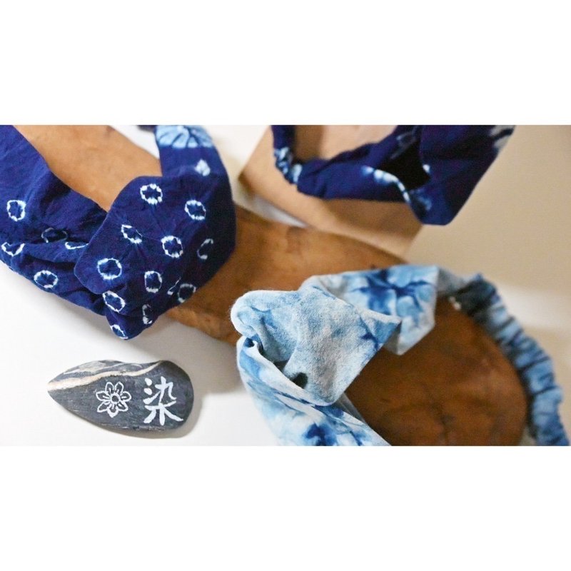 蓝染软式发带出货三件不挑花色 - 发带/发箍 - 棉．麻 蓝色