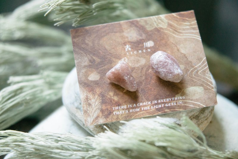 CRACK | 矿物系耳环 |  EARRINGS - 耳环/耳夹 - 玉石 粉红色