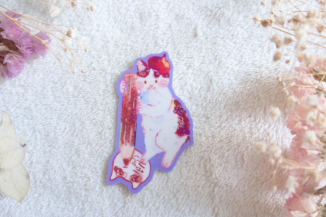 艺术家猫咪贴纸 - 贴纸 - 纸 
