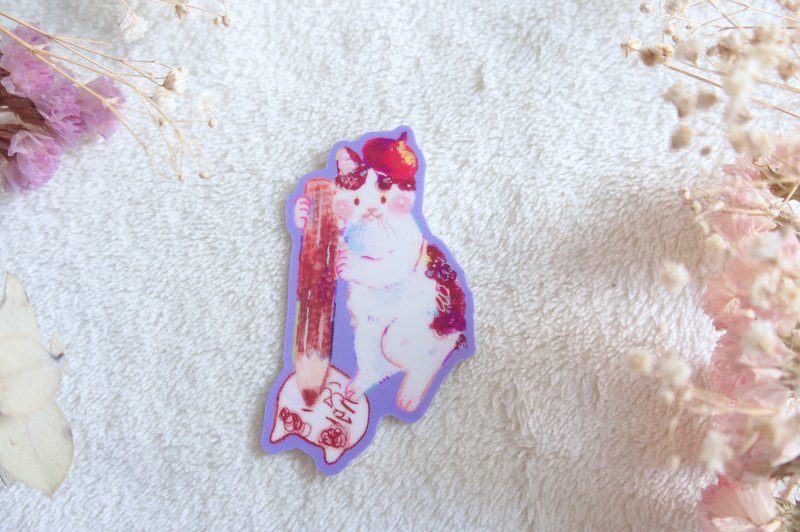 艺术家猫咪贴纸 - 贴纸 - 纸 