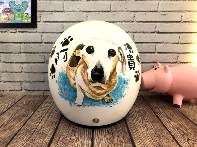 手绘疯 手绘 狗狗 猫猫 安全帽 彩绘 纪念 礼物 生日 情人节 - 订制画像 - 其他材质 多色