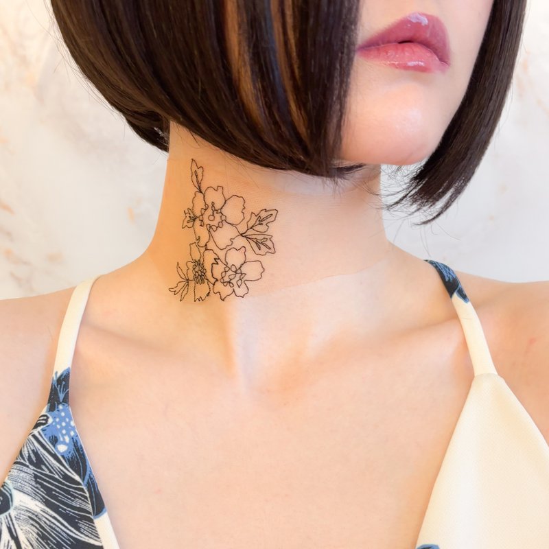 世界角落里悄然绽放的花 / 单点刺青蕾丝颈链 SV649 - 颈链 - 其他金属 黑色