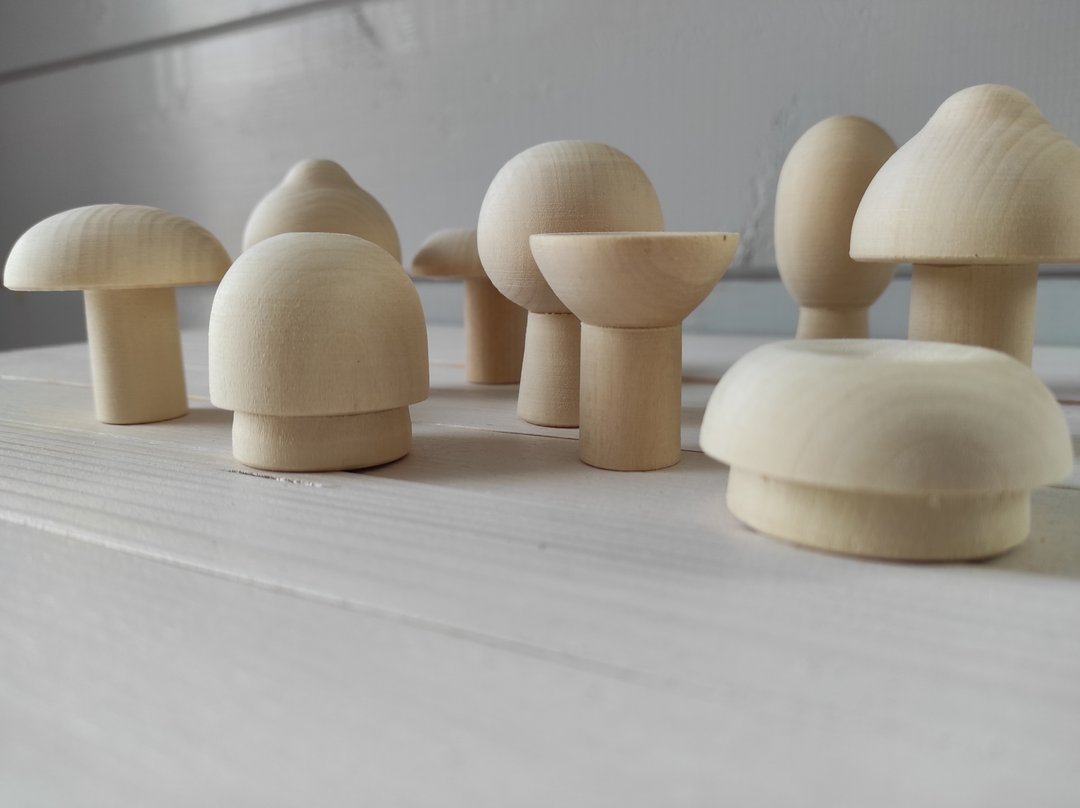 Wooden Toy Mushrooms - 玩具/玩偶 - 木头 咖啡色