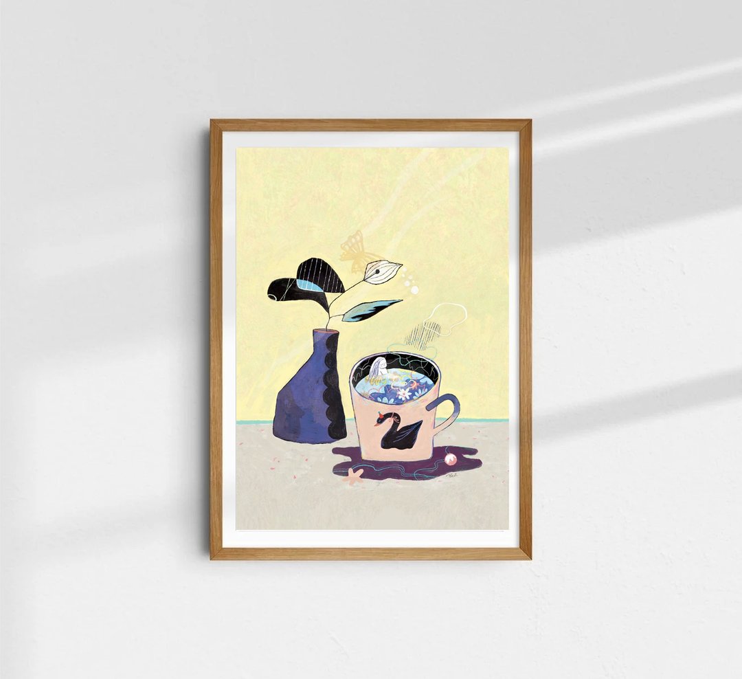 YiVon 作品 下午茶 1 复制画 画作 绘本 小孩房布置民宿摆设装饰 - 海报/装饰画/版画 - 纸 黄色