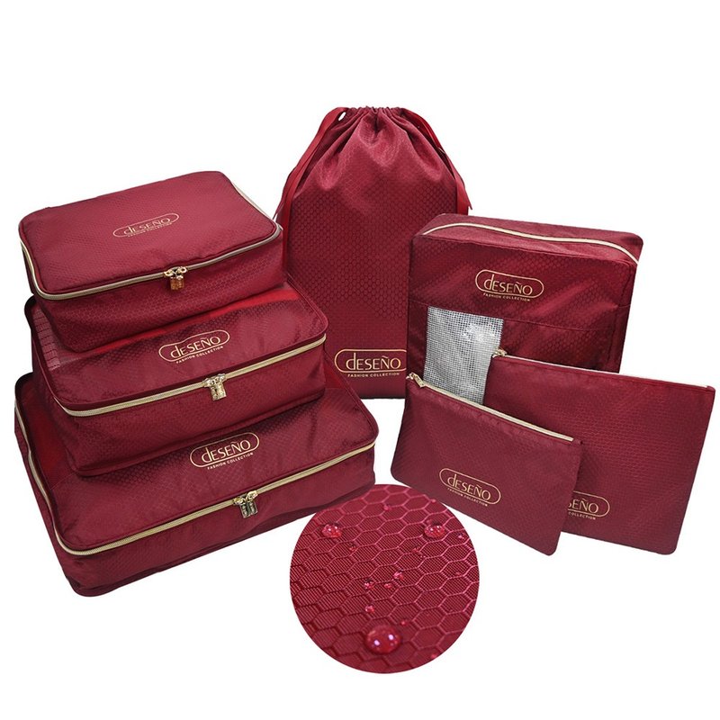 【Deseno笛森诺】多功能旅行收纳七件组-安哥拉红 - 化妆包/杂物包 - 其他材质 红色