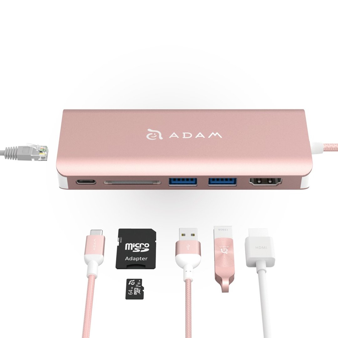 ADAM CASA Hub A01 USB 3.1 USB-C 6 port多功能集线器 粉 - 卷线器/电线收纳 - 其他金属 灰色