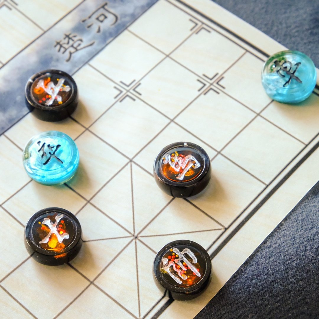 【战火与和平】手工象棋- Mini Chinese Chess ミニ中国の将棋 - 桌游/玩具 - 树脂 蓝色