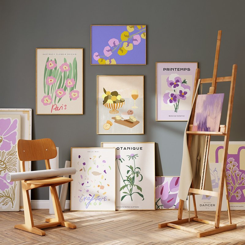 VIOLET - 粉色系画廊墙 x12 挂画装饰 插画 海报 居家布置 - 电子手绘真人画像/绘画/插画 - 其他材质 