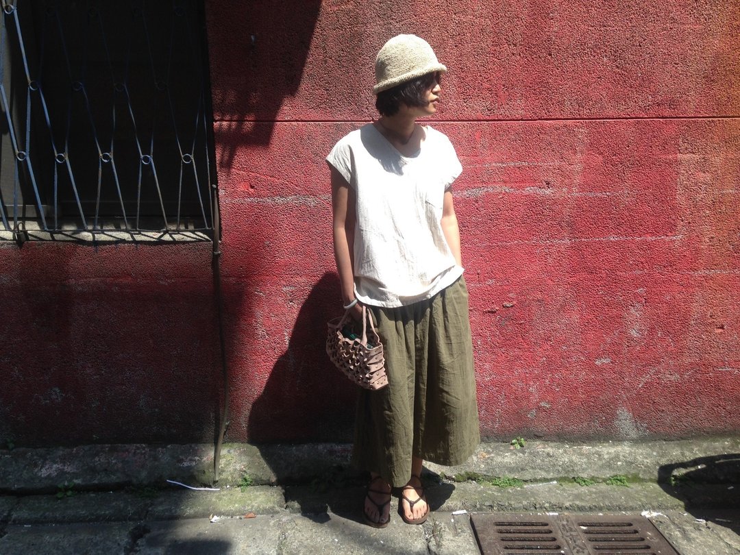 水洗棉宽不啦叽宽裤_橄榄绿 - 女装长裤 - 棉．麻 绿色