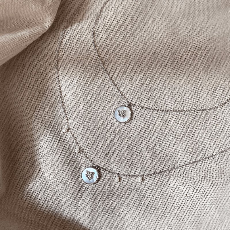 美好的天使 | 幻彩白贝母邱比特吊坠巴洛克珍珠925纯银颈链短项链 - 项链 - 纯银 银色