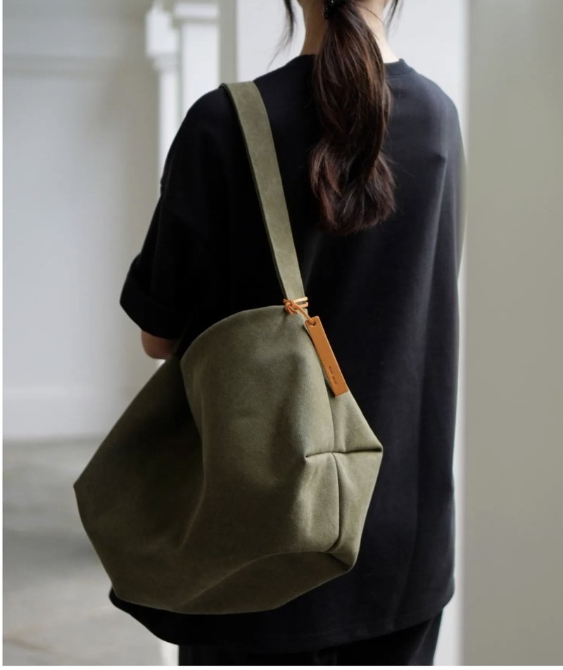 洗旧帆布肩背包 日本防水帆布   selpropre系列 - 侧背包/斜挎包 - 棉．麻 绿色