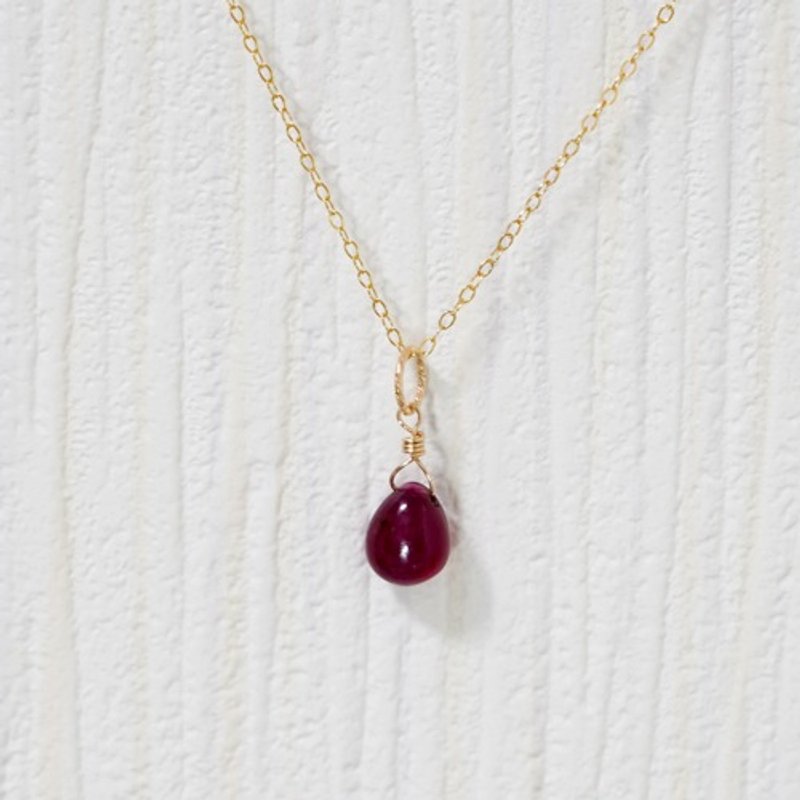 One ruby necklace 14kgf/45cm - 项链 - 宝石 红色
