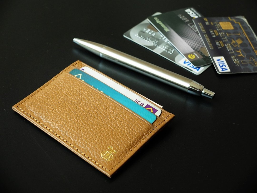 Tan Ladybug Credit card holder Carefully crafted of the Cow hide Full grain  - 皮夹/钱包 - 真皮 