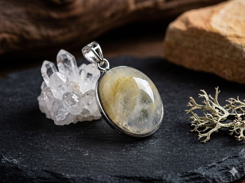 双色兔毛水晶白铜吊坠-温柔交会的两种光 - 项链 - 水晶 