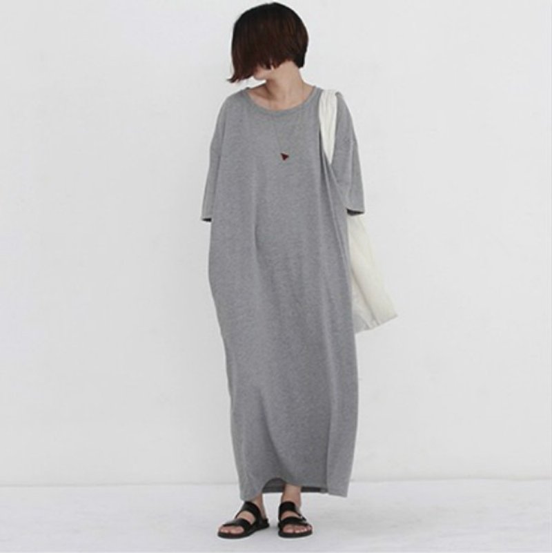 灰色 经典套娃旗舰版 玩味大口袋 显瘦宽松全棉超大连身裙洋装 - 洋装/连衣裙 - 其他材质 灰色