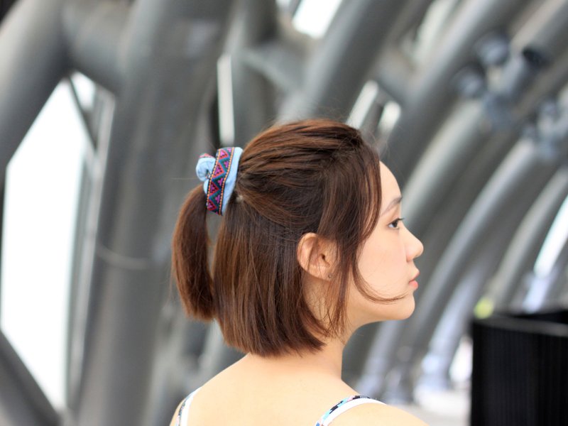 【The MAMA's Closet】魔术方块/牛仔织带发圈 - 发饰 - 棉．麻 多色