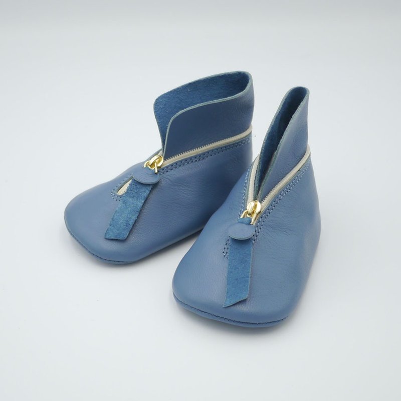 零钱包 弥月礼盒 新生儿鞋 经典款/梦幻蓝 - 满月礼盒 - 真皮 蓝色