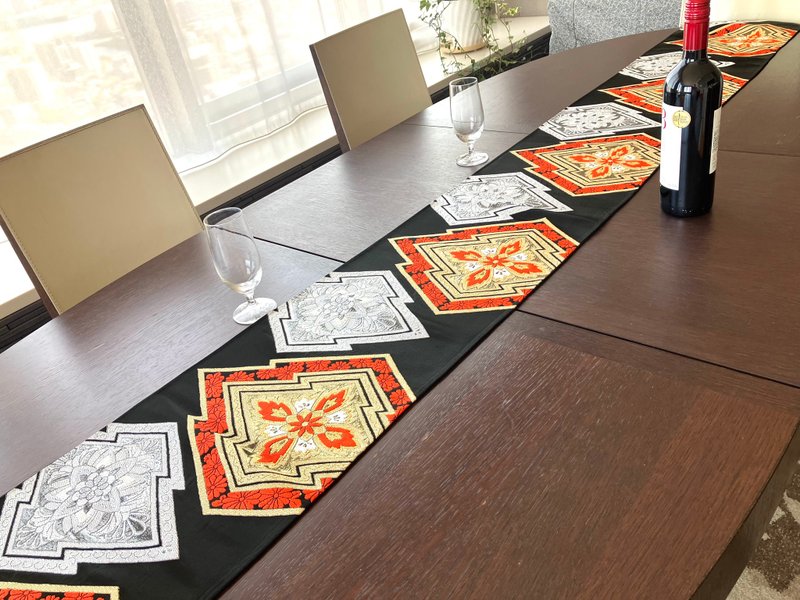 和服带桌旗 BTR001 - 餐垫/桌巾 - 丝．绢 黑色