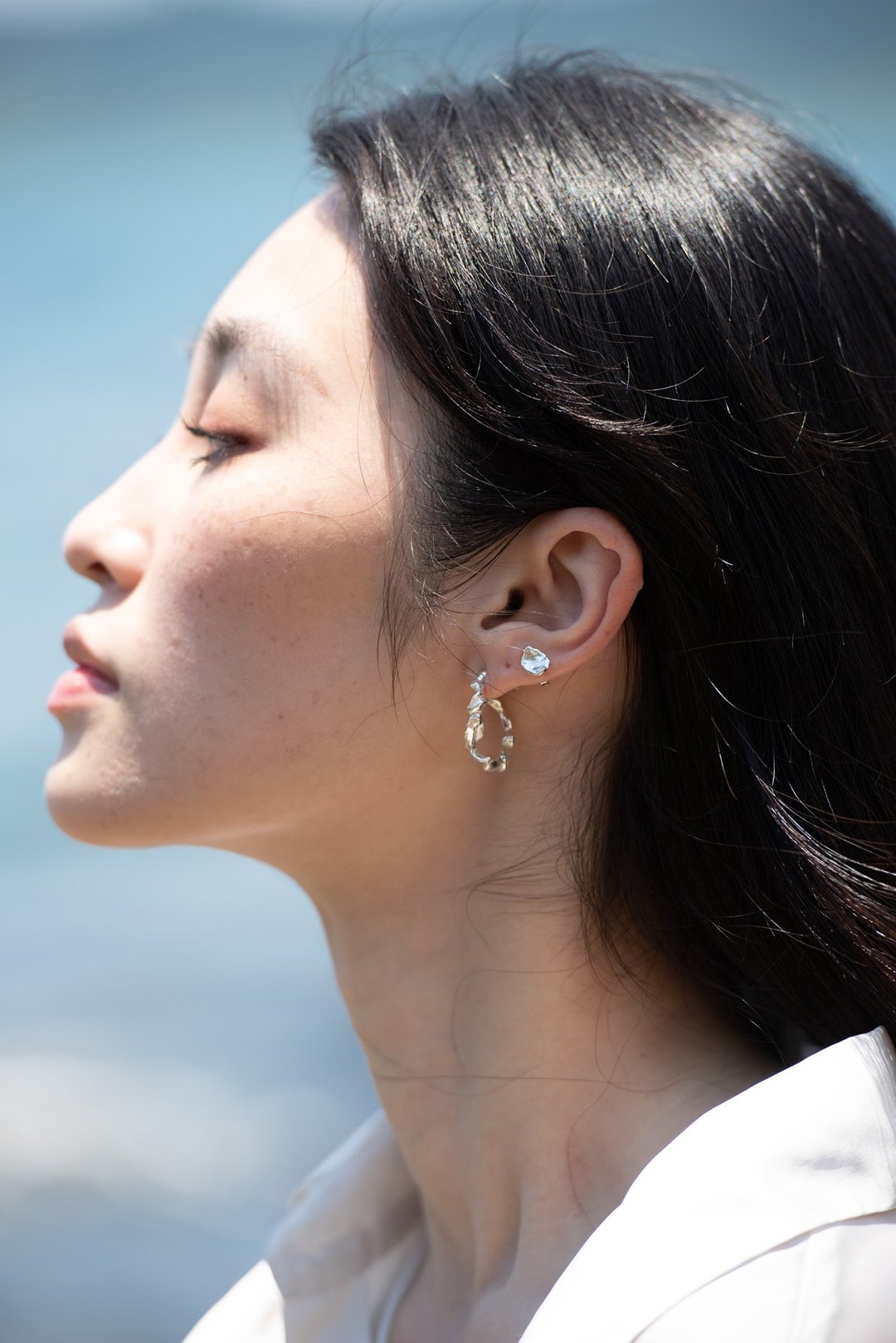 Riva earrings | 不规则纯银环绕耳环 - 耳环/耳夹 - 纯银 