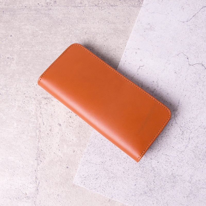 简约零钱袋长夹 Bifold Long Wallet / 浅棕 Tan - 皮夹/钱包 - 真皮 卡其色