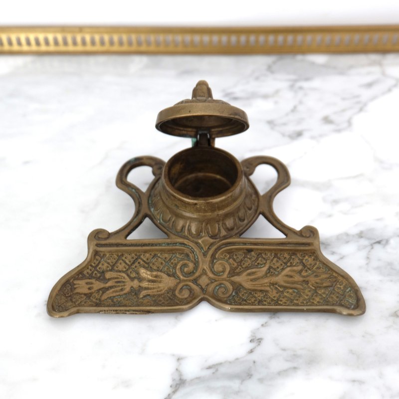 法国复古黄铜墨水笔座 - 笔筒/笔座 - 铜/黄铜 金色