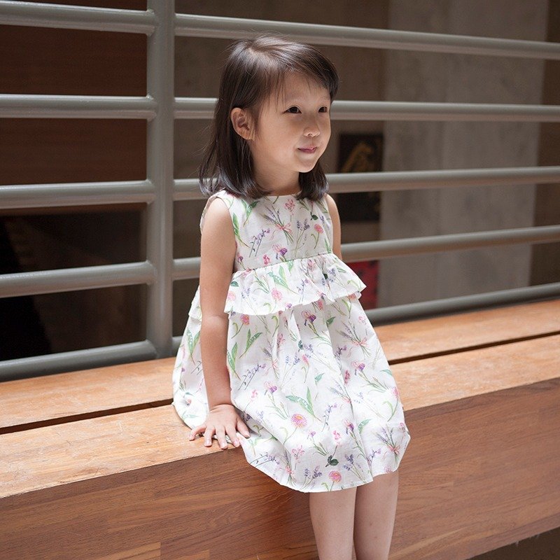 花朵荷叶白色无袖洋装_小孩款 - 其他 - 棉．麻 白色