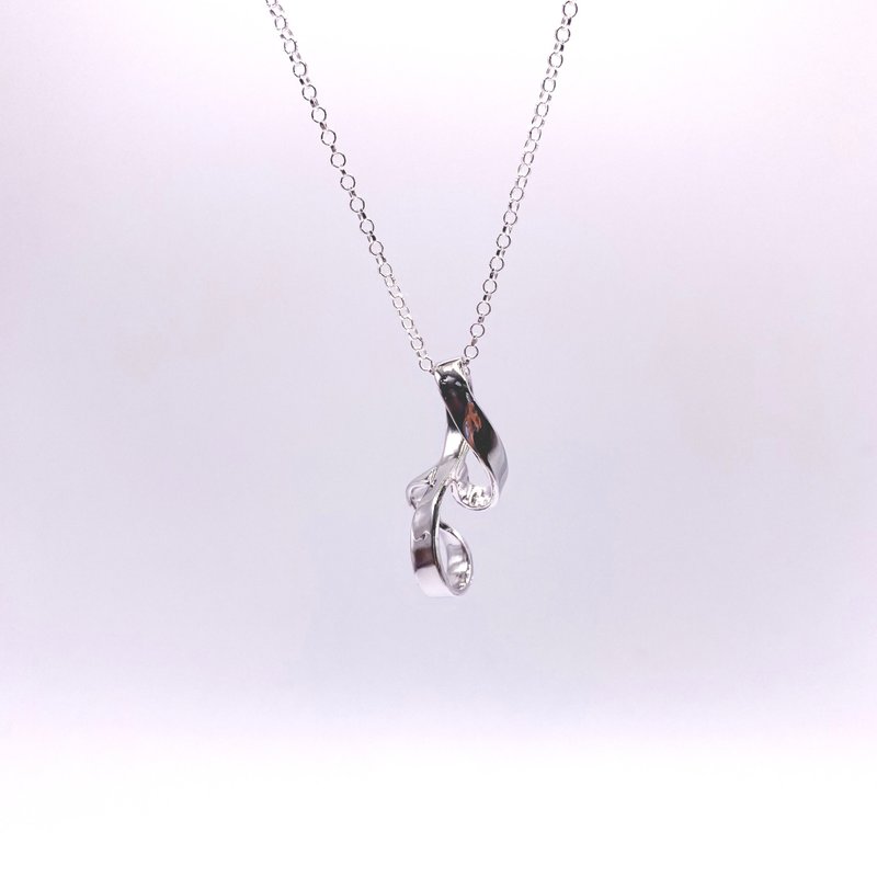 无限缎带项链 - 项链 - 银 银色