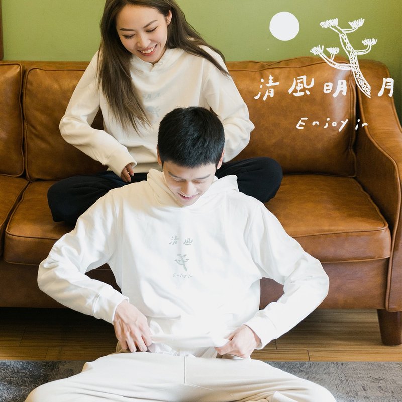 skov 清风明月 连帽套头卫衣毛圈情侣卫衣新款清新文艺原创品牌 - 男装针织衫/毛衣 - 棉．麻 