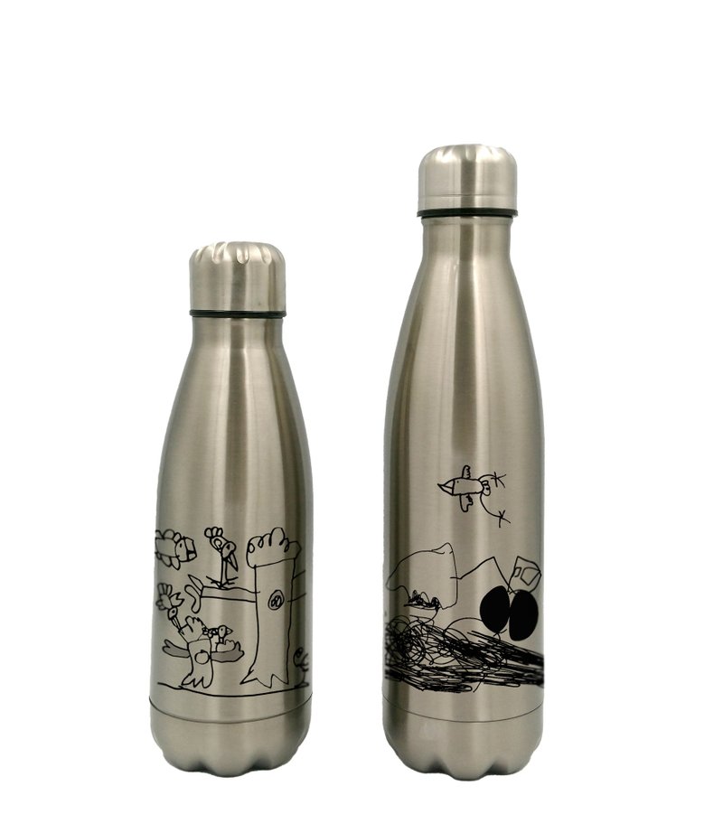【定制化礼物】涂鸦304不锈钢真空保温可乐瓶 350ML、500ML(银色) - 保温瓶/保温杯 - 不锈钢 灰色