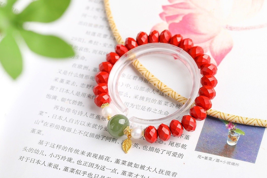 天然原矿朱砂精品红砂刻面盘珠手链 朱砂含量高达95%以上 - 手链/手环 - 宝石 
