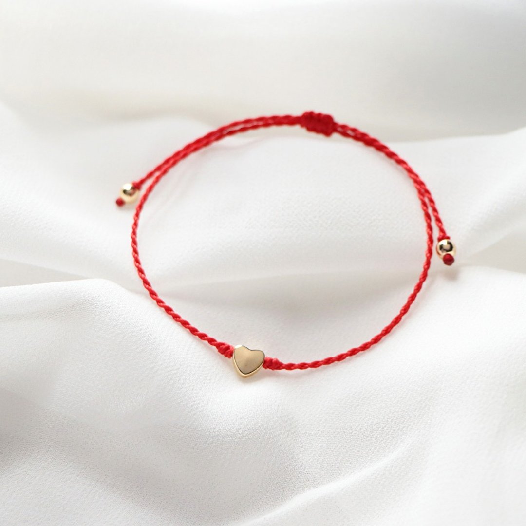 LOVE 红绳丨 14K 包金 平安 招财 招桃花 蜡线手环 - 红色 多色定制 - 手链/手环 - 防水材质 多色