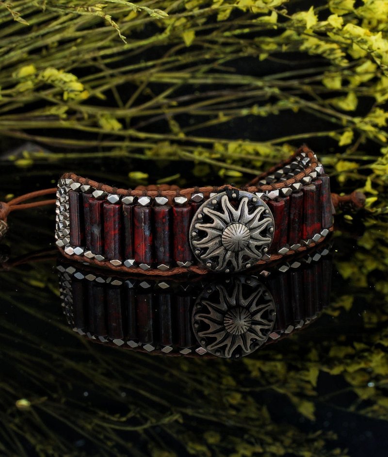 花红石索绳手链 ( Brecciated Jasper Bracelet ) - 手链/手环 - 半宝石 