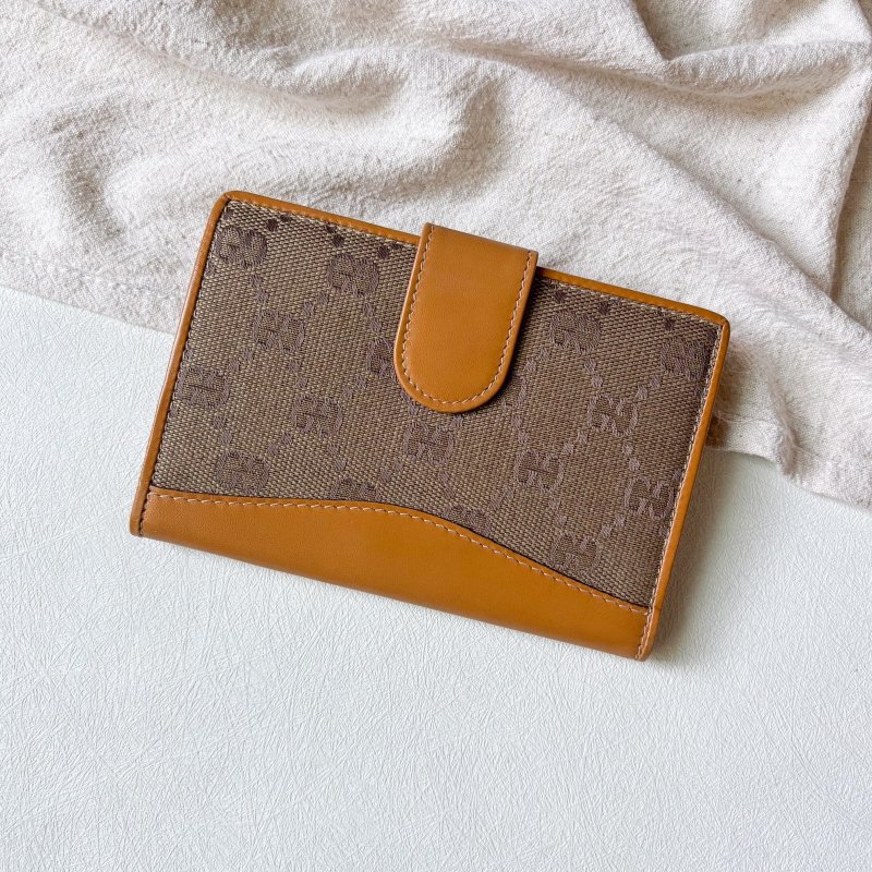 Vintage Gucci 老花帆布口金中夹 - 皮夹/钱包 - 其他材质 多色